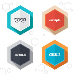 programmer coder glasses html markup language vector image