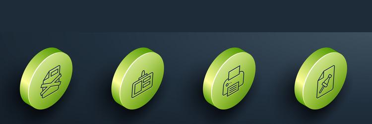 set isometric line delete file document vector image