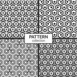set four seamless hexagons patterns vector image