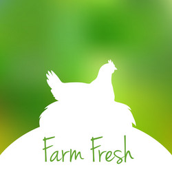 silhouette of hen in nest with text inside on blur vector