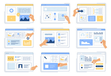 hands making app web developers designers vector image