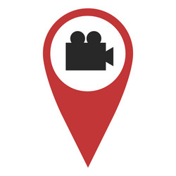 Red geo pin with video camera vector