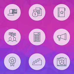 project icons set with graph and presentation vector image
