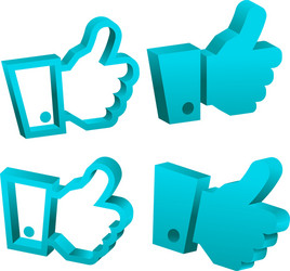 3d blue like it hand icons vector