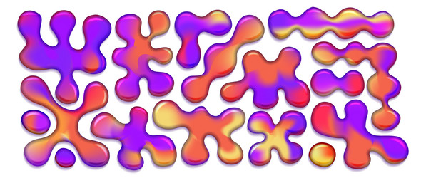 mesh gradient iridescent shapes set abstract vector image