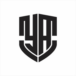 Ya logo monogram with hexagon line rounded design Vector Image