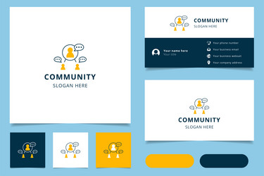 Community logo design with editable slogan vector