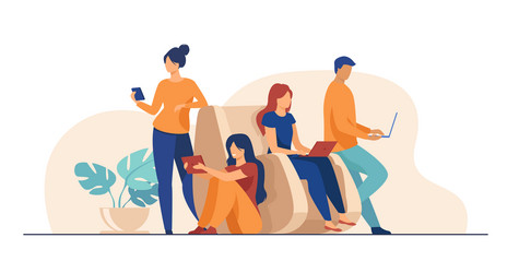 Digital Device Users Connecting vector image
