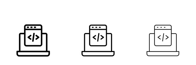 display code icons in three different stroke lines vector image