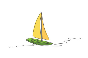 one continuous line drawing of sail boat sailing vector