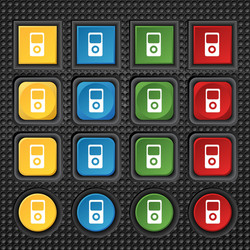 portable musical player icon set color buttons vector image