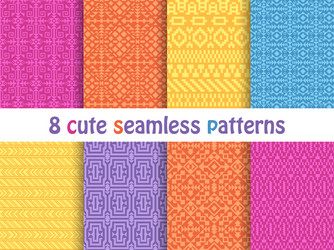 Set of cute bright seamless patterns abstract vector