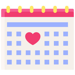 calendar icon love and heart vector