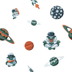 kid space with planets and spaceships flat vector