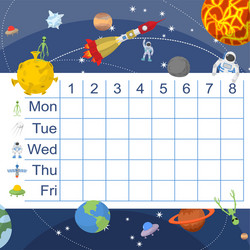 Schedule for students table with lessons vector