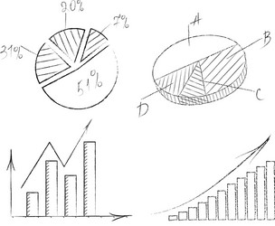 set of graphs with arrows vector image