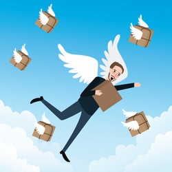 Send delivery box fast flying with wings vector