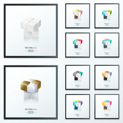 3d cube abstract design 10 color style vector image