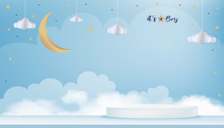 for baby boy shower card on blue backgroundcute vector