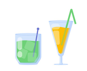 Set of alcoholic cocktails concept vector