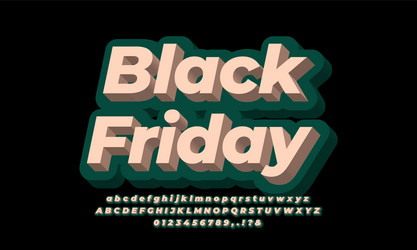text effect or font alphabet 3d green dark vector image