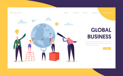 Global business opportunity character landing page vector