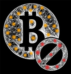 hatched stop bitcoin web mesh with bright flash vector image