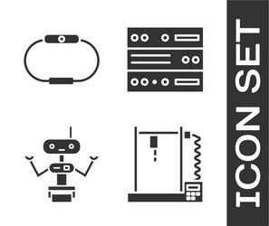 set 3d printer smartwatch robot and server data vector image