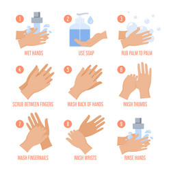 how to wash hands instruction isolated vector