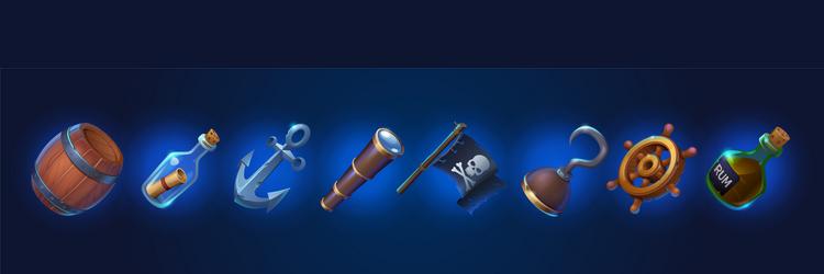 Pirate Game UI Icons vector image