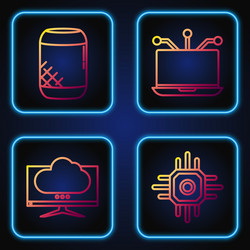 set line processor computer monitor screen voice vector image
