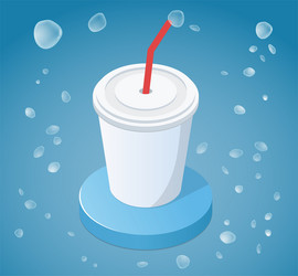 cup of soda on a platform with red straw vector