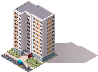 Isometric flat 3d town buildings Royalty Free Vector Image
