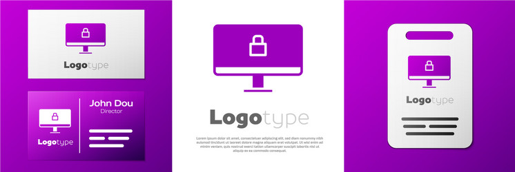logotype lock on computer monitor screen icon vector image