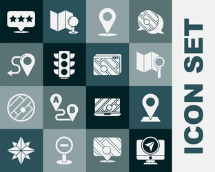 set monitor with location marker search vector image