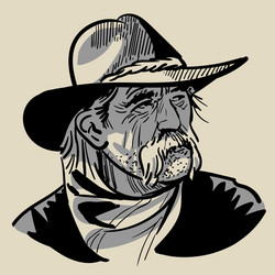 Vintage Cowboy Portrait - Digital Sketch Vector Image