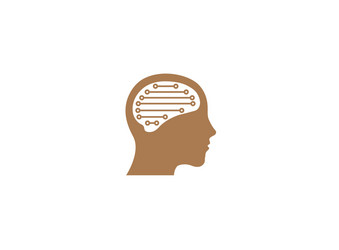 Head puzzle in brain for logo design colors Vector Image