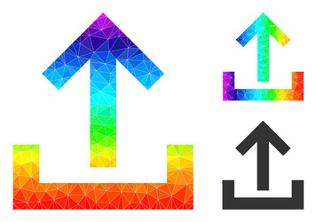 polygonal upload icon with spectrum vector image