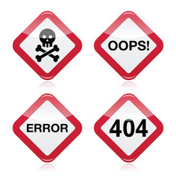 Red Error 404 Warning Signs vector image