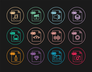 set line raw file document wma php mp3 wav vector image