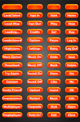 set of text game buttons in cartoon style vector image