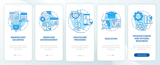 types of big data applications blue onboarding vector image