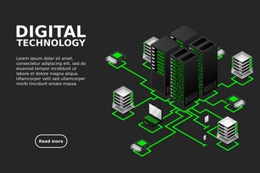 concept of data network management isometric map vector image