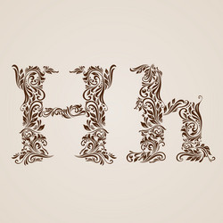 Decorated letter h vector