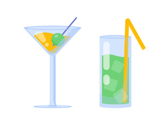 Set of alcoholic cocktails concept vector