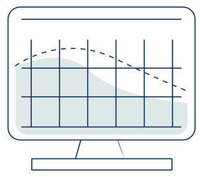computer screen with statistic chart digital data vector image