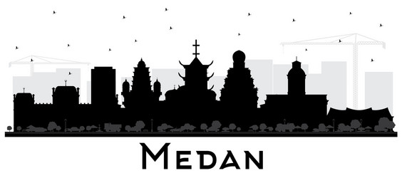 Indonesia medan flat landmarks Royalty Free Vector Image