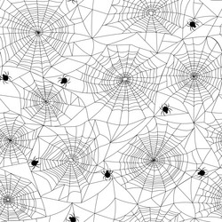 seamless pattern with spiderweb and spiders vector image