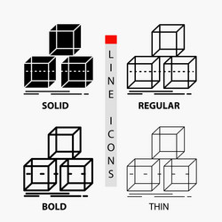 arrange design stack 3d box icon in thin regular vector image