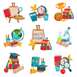 flat set of compositions with objects vector image